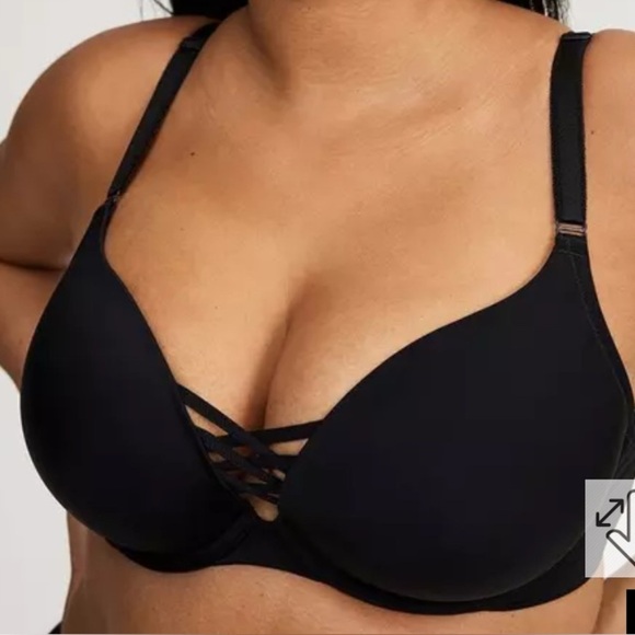 NWT Torrid Curve 42 DDD Black bra corset front 360 smooth plunge push up - Picture 1 of 9